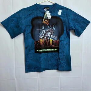 NWT Vintage 1998 Godzilla Movie T-Shirt Men's XL Teal Blue Tie-Dye Co